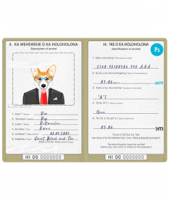 Hawaii dog (animal, pet) passport PSD template, completely editable