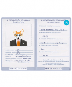 Venezuela dog (animal, pet) passport PSD template, fully editable