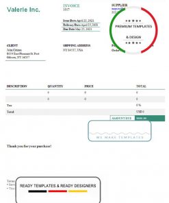 USA Valerie Inc. invoice template in Word and PDF format, fully editable