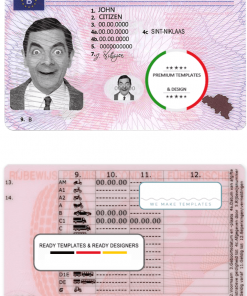 Belgium driving license template in PSD format