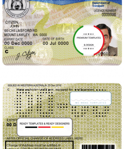Western Australia driver license template in PSD format, fully editable