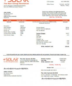 Malaysia Plus Solar Systems Sdn Bhd utility bill template in Word and PDF format