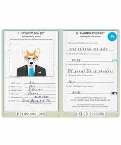 Haiti Dog (animal, pet) passport PSD template, fully editable