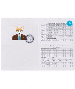 Moldova dog (animal, pet) passport PSD template, completely editable