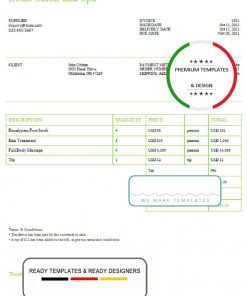 USA Louis Salon and Spa invoice template in Word and PDF format, fully editable