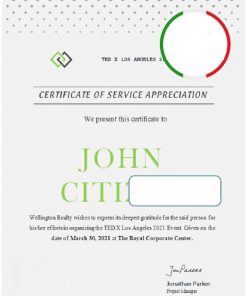 USA Service certificate template in Word and PDF format