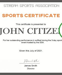 USA Sports certificate template in Word and PDF format