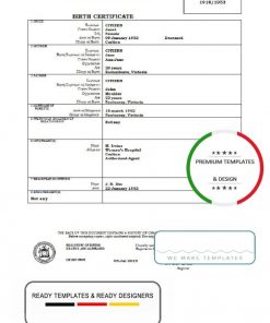 Australia Victoria birth certificate template in Word format, version 1