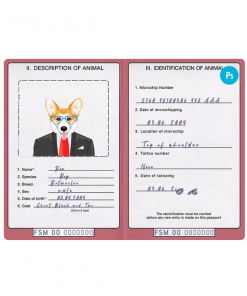 Micronesia dog (animal, pet) passport PSD template, fully editable