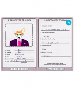 Nigeria dog (animal, pet) passport PSD template, fully editable