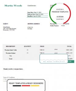 USA Martin Woods invoice template in Word and PDF format, fully editable