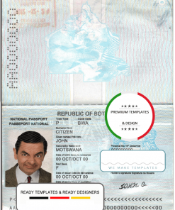 Botswana passport template in PSD format, fully editable