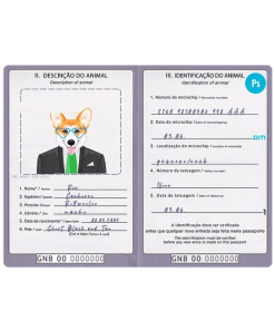 Guinea-Bissau Dog (animal, pet) passport PSD template, completely editable