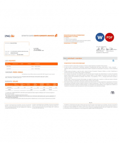 Italy ING bank statement Word and PDF template, 2 pages