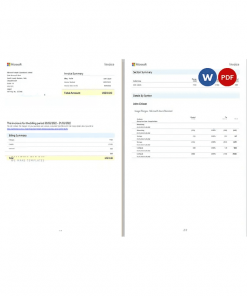 Ireland Microsoft Ireland Operations Limited invoice Word and PDF template, 2 pages