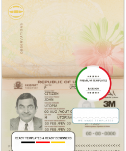 Utopia passport template in PSD format, fully editable