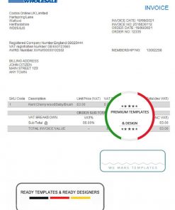 USA Costco invoice template in Word and PDF format, fully editable