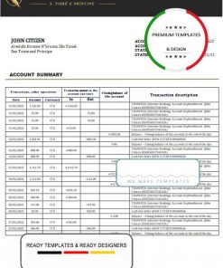 Sao Tome and Principe Banco Central de S.Tome e Principe bank statement template in Word and PDF format