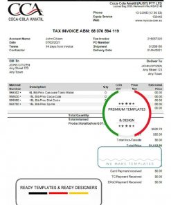 USA Coca-Cola invoice template in Word and PDF format, fully editable