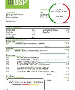 Solomon Islands BSP bank statement template in Word and PDF format