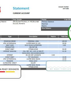 Romania Banca Transilvania bank statement template in Word and PDF format, version 2