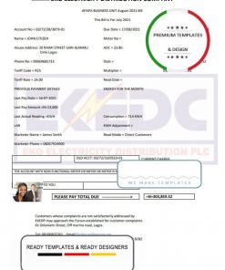 Nigeria Eko Electricity Distribution Company (EKEDC) utility bill template in Word and PDF format