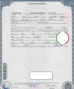 USA Texas state birth certificate template in PSD format, fully editable