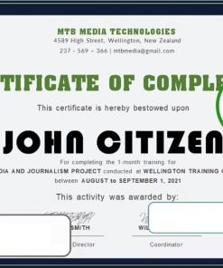 USA Training certificate template in Word and PDF format