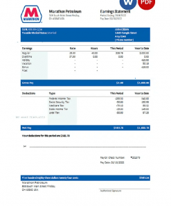 USA Marathon Petroleum company pay stub Word and PDF template