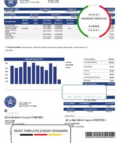 USA Texas City of Sugar Land utility bill template in Word and PDF format