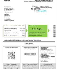 Poland Energa utility bill template in Word and PDF format