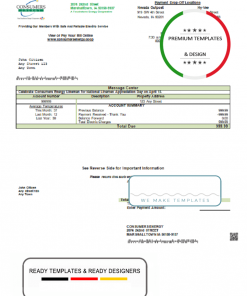 USA Consumers Energy utility bill template in Word and PDF format