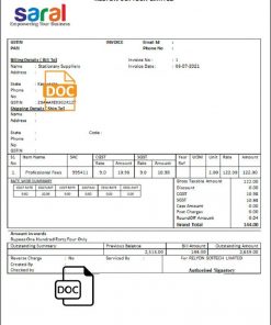 India Saral cooperative altimetry technology mission invoice template in Word and PDF format, fully editable