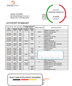 North Macedonia Stater bank statement template, Word and PDF format (.doc and .pdf)