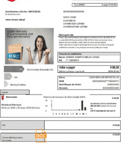Portugal EDP electricity utility bill template in Word and PDF format