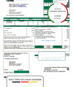 USA Coles – Moultrie utility bill template in Word and PDF format