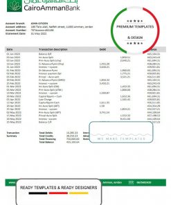 Jordan Cairo Amman proof of address bank statement template in Word and PDF format