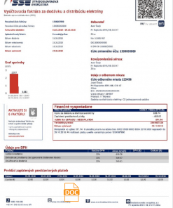 Slovakia Stredoslovenka Energetika utility bill template in Word and PDF format