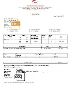 Iran Araz Tours Company invoice template in Word and PDF format, fully editable