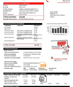 Spain E.ON electricity utility bill template in Word and PDF format
