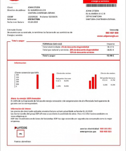 Spain EDP Energia utility bill template in Word and PDF format
