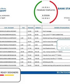 Egypt Blom Bank of Egypt proof of address statement template in Word and PDF format (.doc and .pdf)