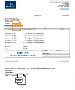 Ireland Ultratech Pvt Ltd invoice template in Word and PDF format, fully editable