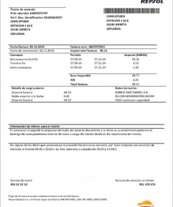 Spain Repsol gas utility bill template in Word and PDF format