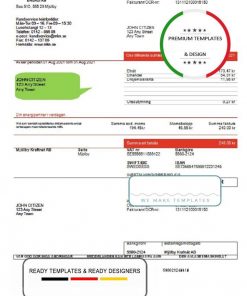Sweden Mjölby Kraftnat AB utility bill template in .doc and .pdf format