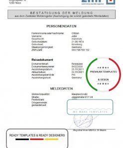 Austria ZMR Zentrales Melderegister Central register of residents document template in Word format
