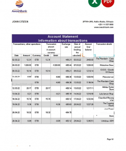 Ethiopia Awash Bank statement Excel and PDF template