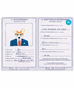 Poland dog (animal, pet) passport PSD template, fully editable