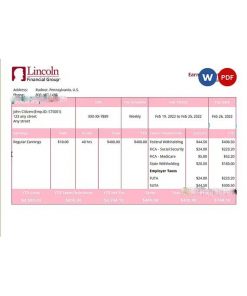 USA insurance company employee sheet template in Word and PDF format, version 2