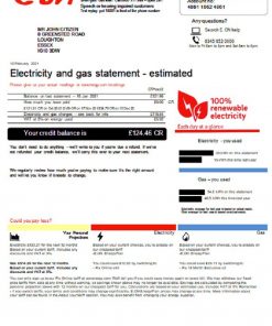 United Kingdom Ecotricity electricity utility bill template in Word and PDF format (.doc and .pdf)